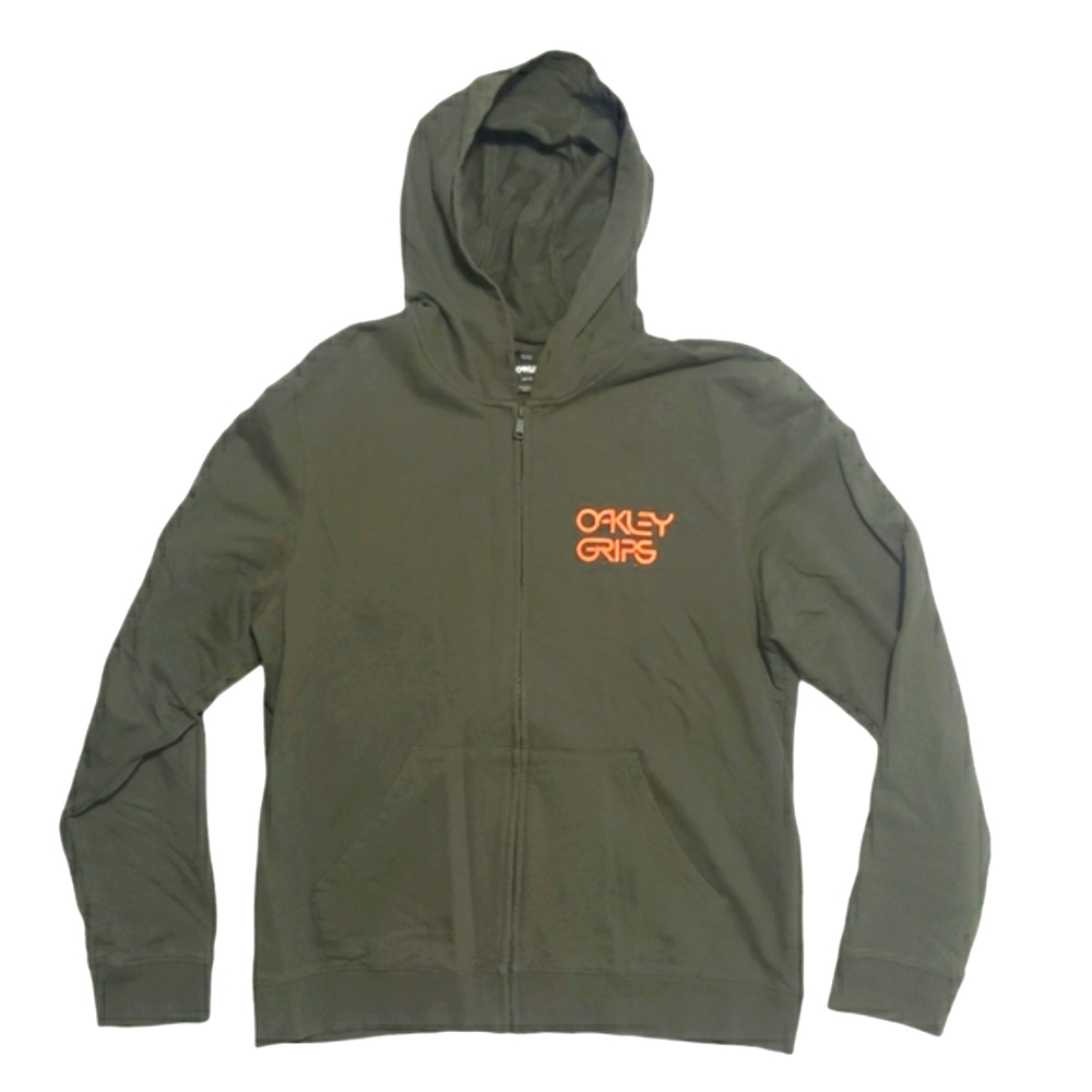 OAKLEY O-Grip Logo Full Zip-up Hoodie Dark Brush Men's Size XXL - Picture 4 of 14